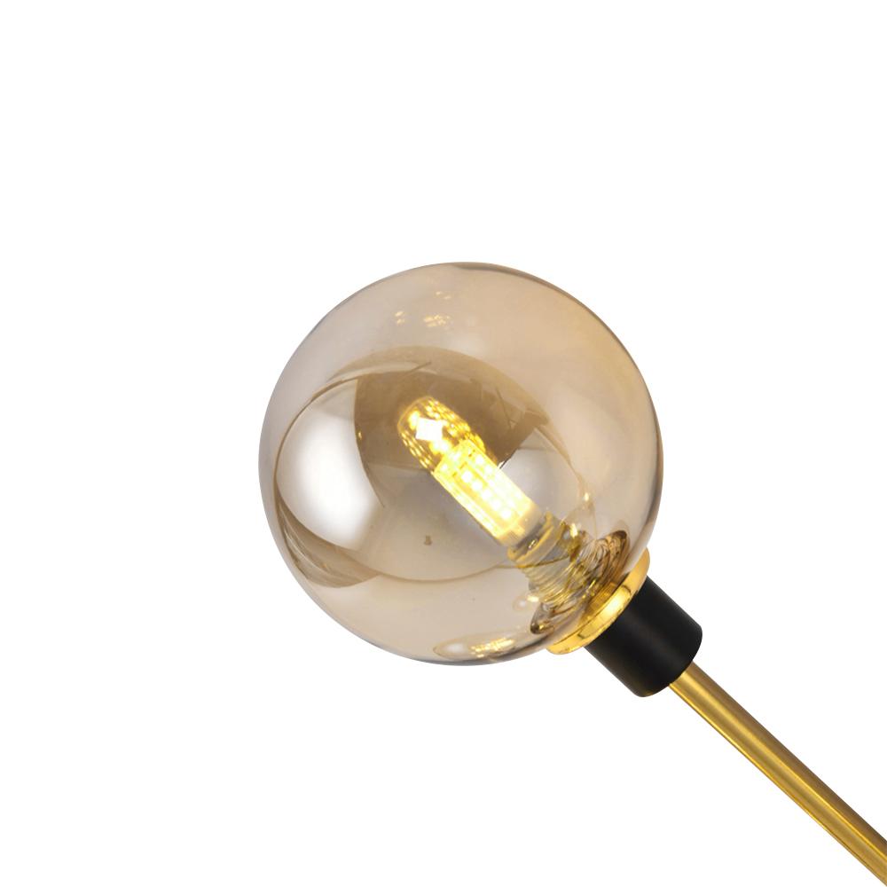 5-Light Modern Mid-Century Brass Semi Flush Mount Light