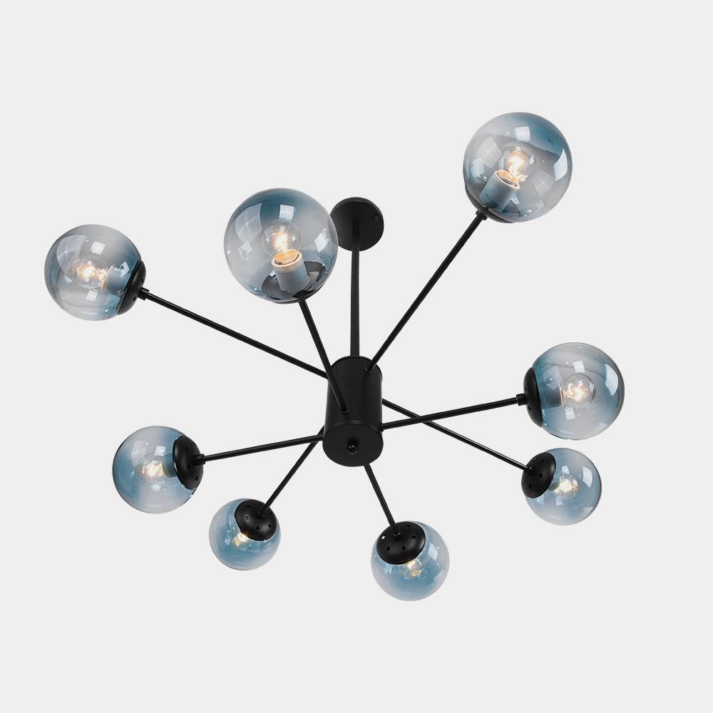 Modern Blue Glass Bubble Chandelier