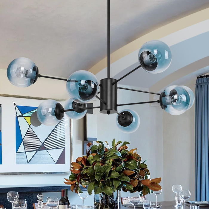 Modern Blue Glass Bubble Chandelier