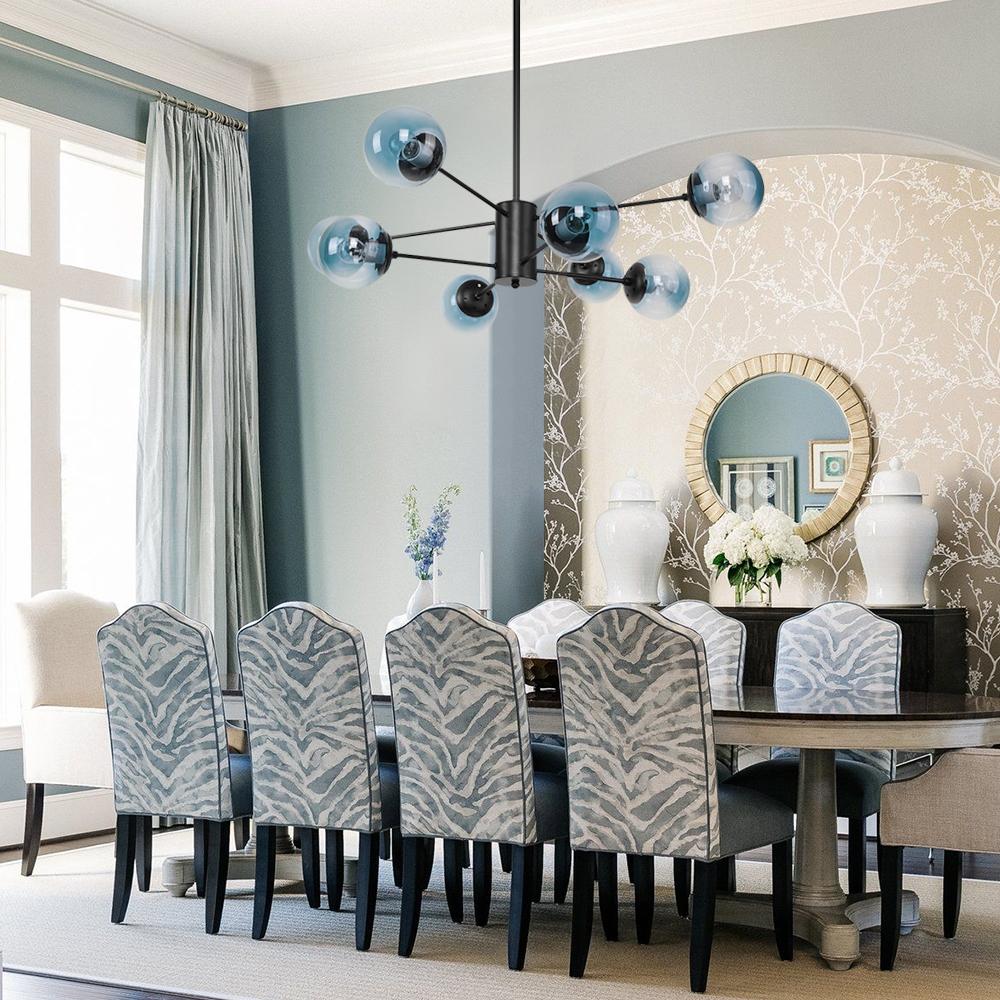 Modern Blue Glass Bubble Chandelier