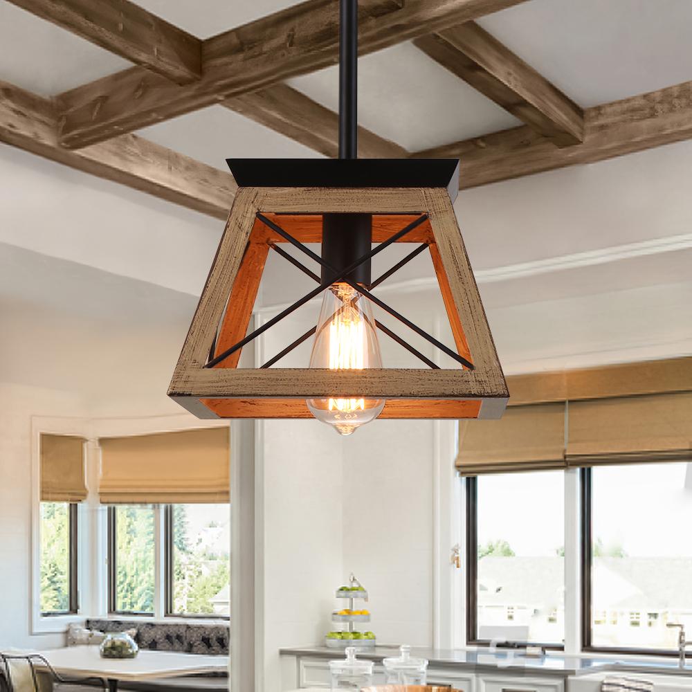 Farmhouse Rustic 1-Light Single Mini Pendant Light