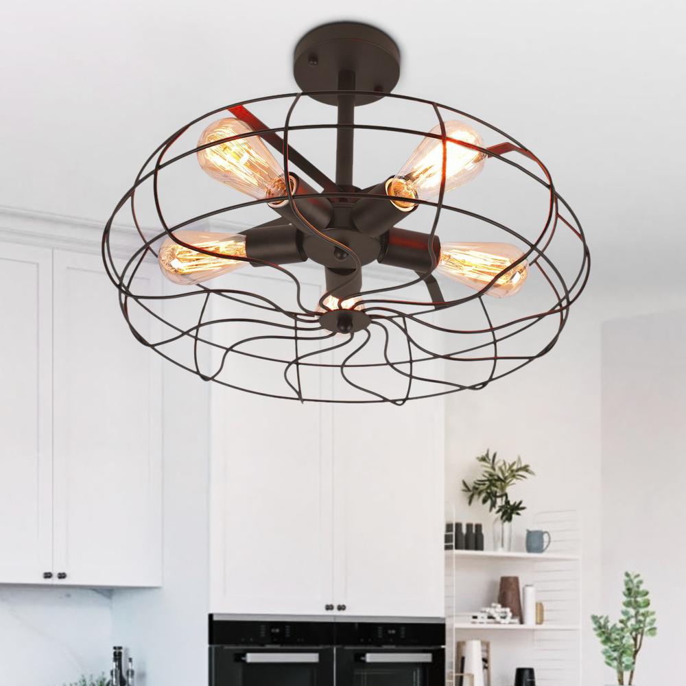 Industrial Vintage Semi Flush Mount Ceiling Light