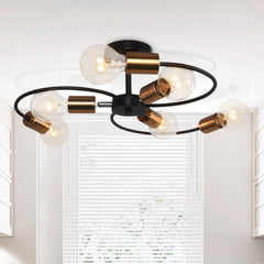 Mid-Century 6-Light Sputnik Adjustable Semi Flush Mount