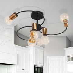 Mid-Century 6-Light Sputnik Adjustable Semi Flush Mount