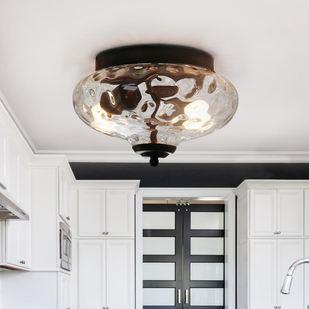 Mid-Century Modern Glass Bowl Flush Mount Ceiling Light