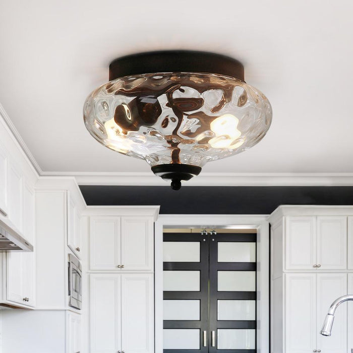 Mid-Century Modern Glass Bowl Flush Mount Ceiling Light