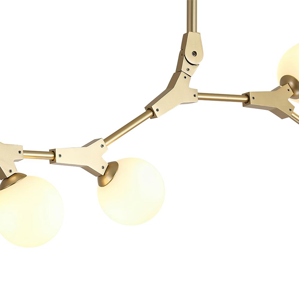 Modern 8-Light Brass Sphere Chandelier