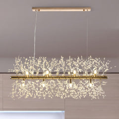 Modern 12-Light Crystal  Linear Chandelier