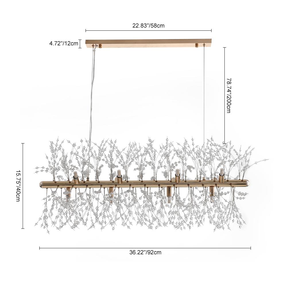 Modern 12-Light Crystal  Linear Chandelier