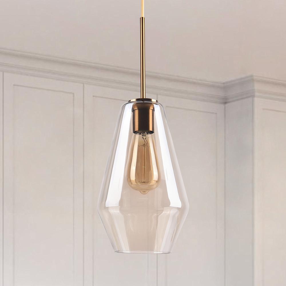 Modern Brass Geometric Glass Pendant Light