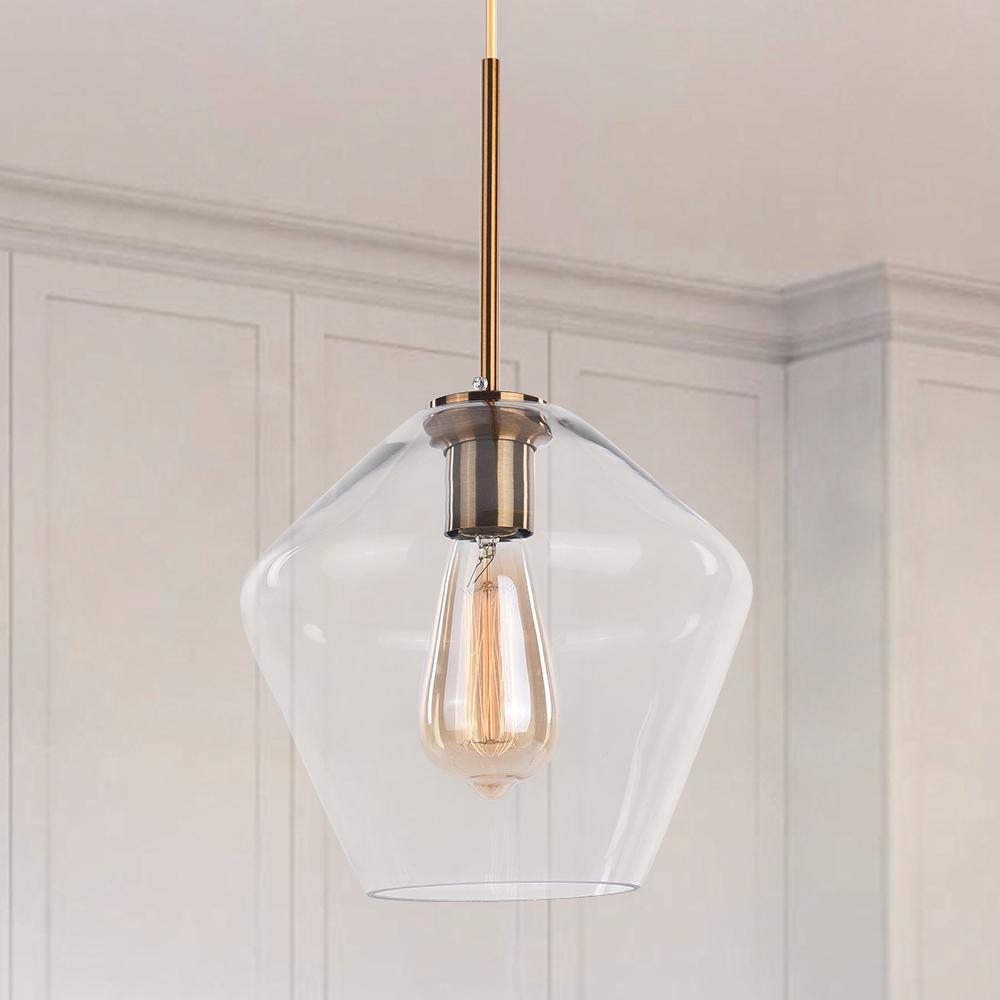 Modern Brass Geometric Glass Pendant Light