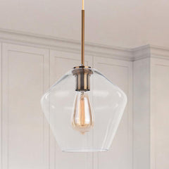 Modern Brass Geometric Glass Pendant Light