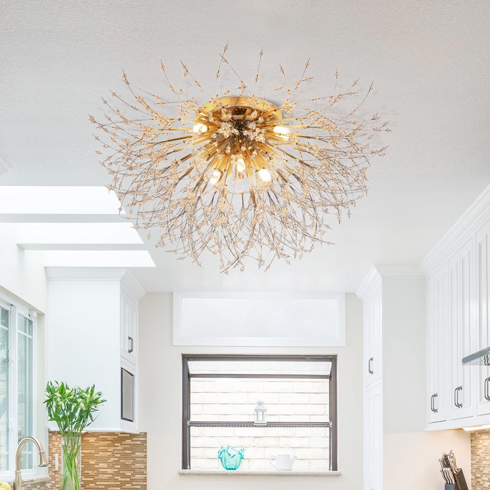 Modern Beaded Sputnik Flush Mount Ceiling Light