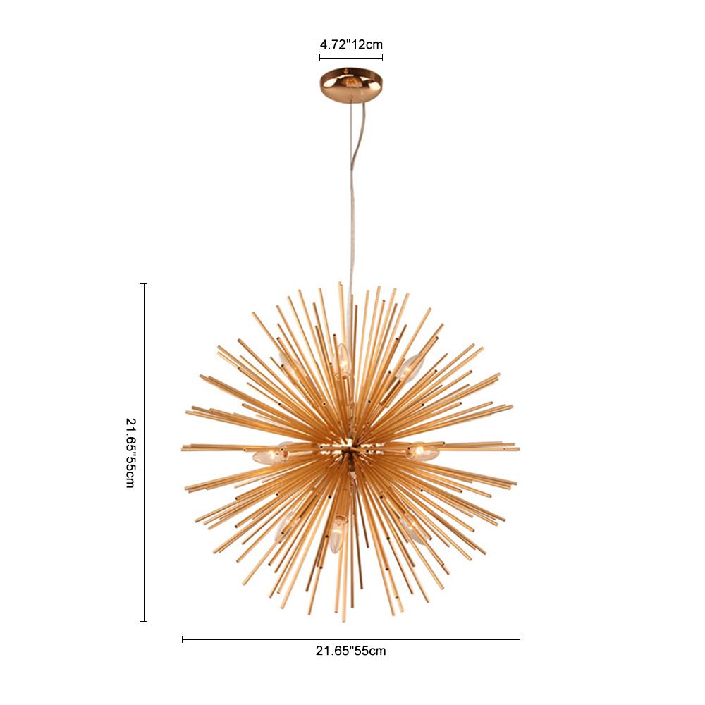 Modern Gold Sunburst Hanging Pendant Light