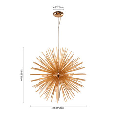 Modern Gold Sunburst Hanging Pendant Light