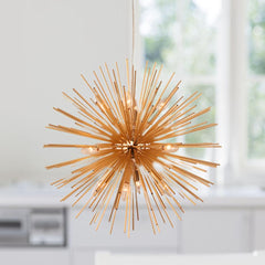 Modern Gold Sunburst Hanging Pendant Light