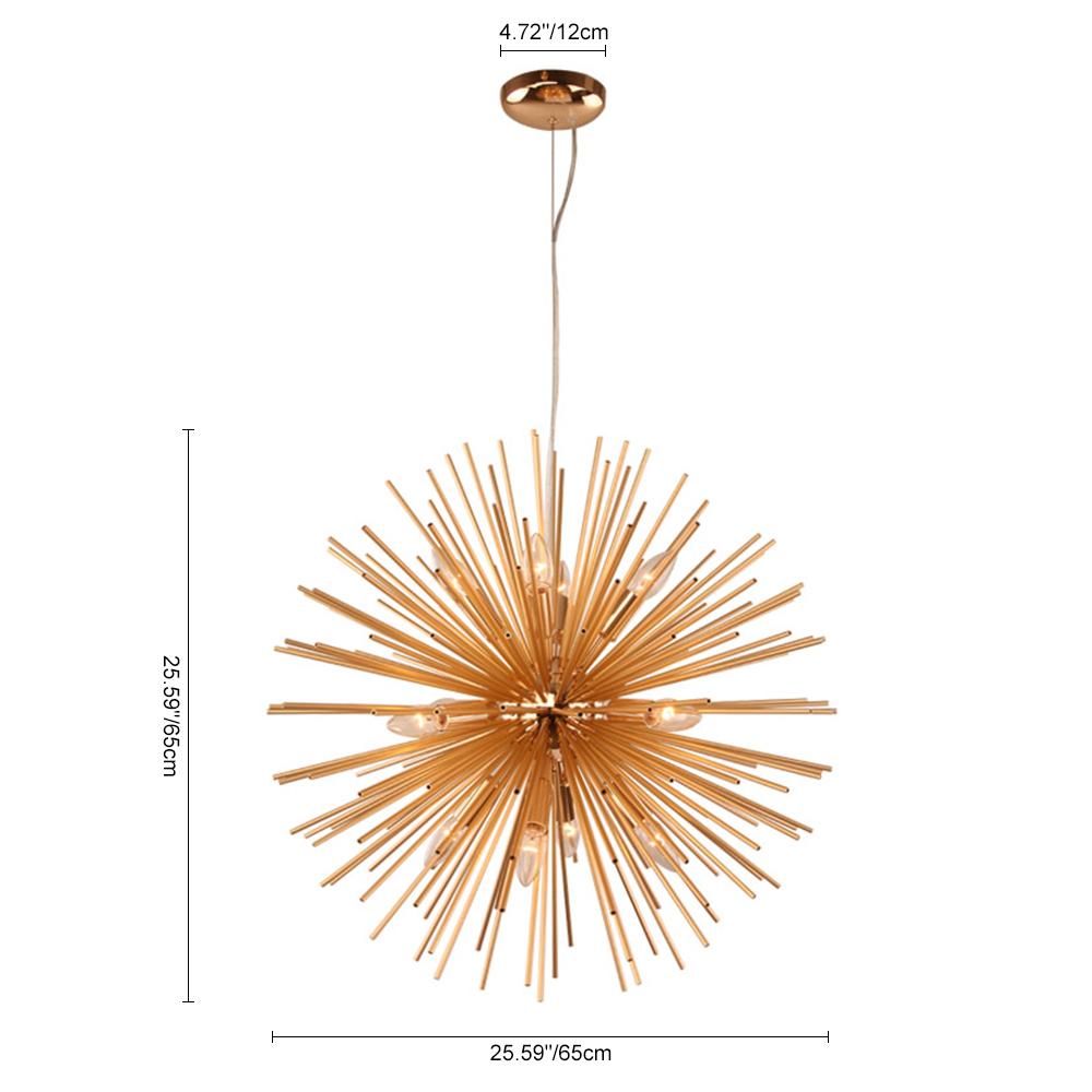 Modern Gold Sunburst Hanging Pendant Light