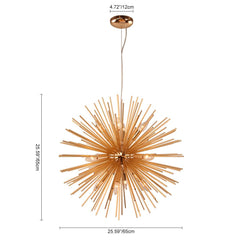 Modern Gold Sunburst Hanging Pendant Light