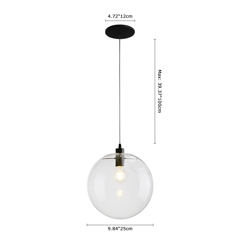 Clear Glass Globe Cluster Pendant Light, Black Finish, 3 Lights on Independent Cords, Set of 2, Kitchen Island & Dining Table