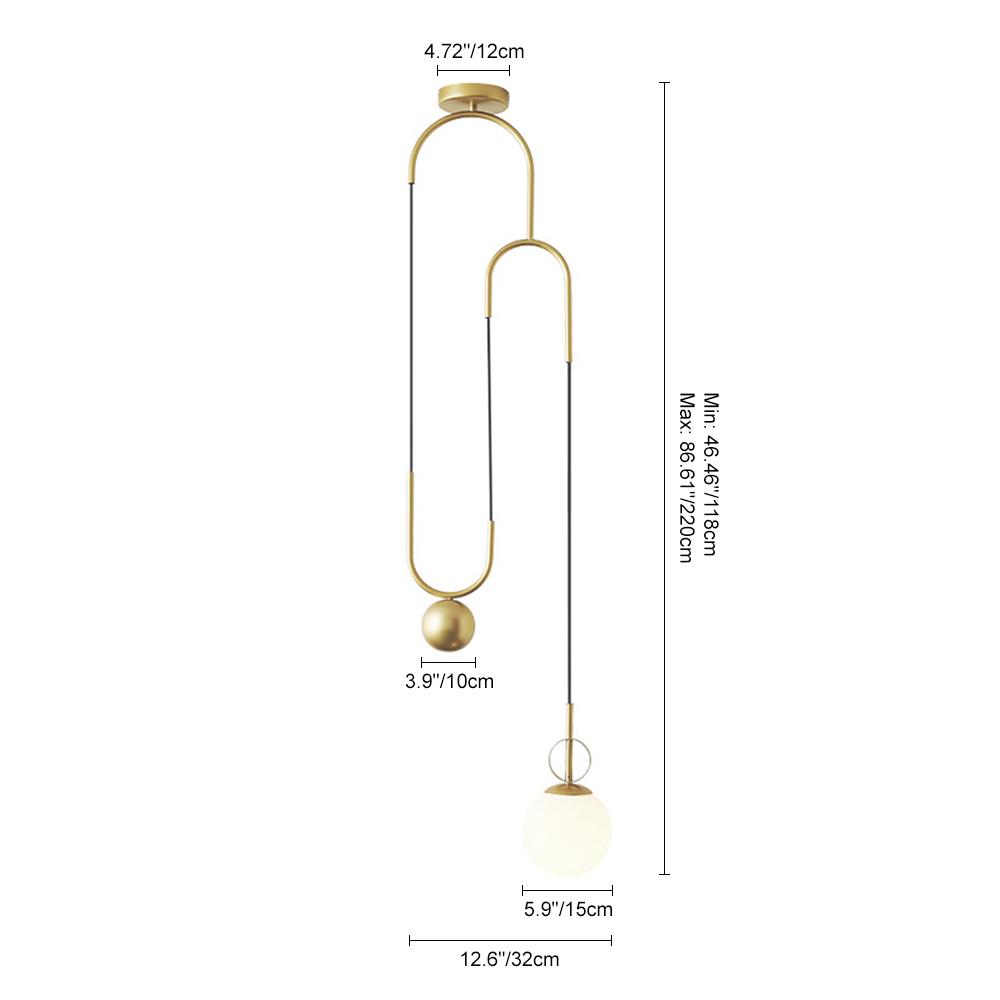 1-Light Brass Hanging Pendant Light