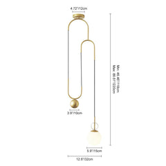 1-Light Brass Hanging Pendant Light