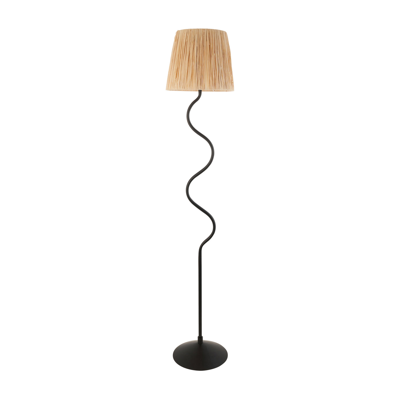 image cut out on white background of wriggle lamp with raffia shade