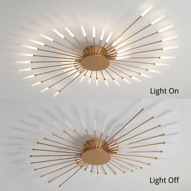Wesley Flush-Mount Ceiling Light Fireworks, Black/Gold - Neutralighting