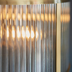 close up on ribbed glass material of pendant light
