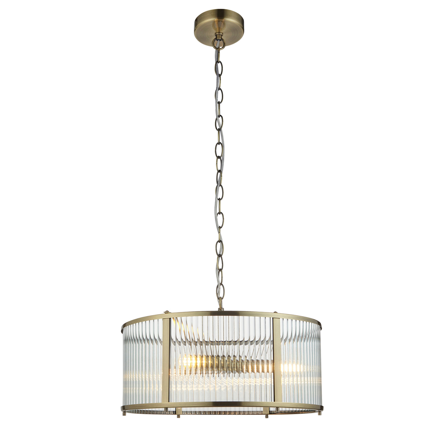 cut out image of ribbed glass antique brass pendant light