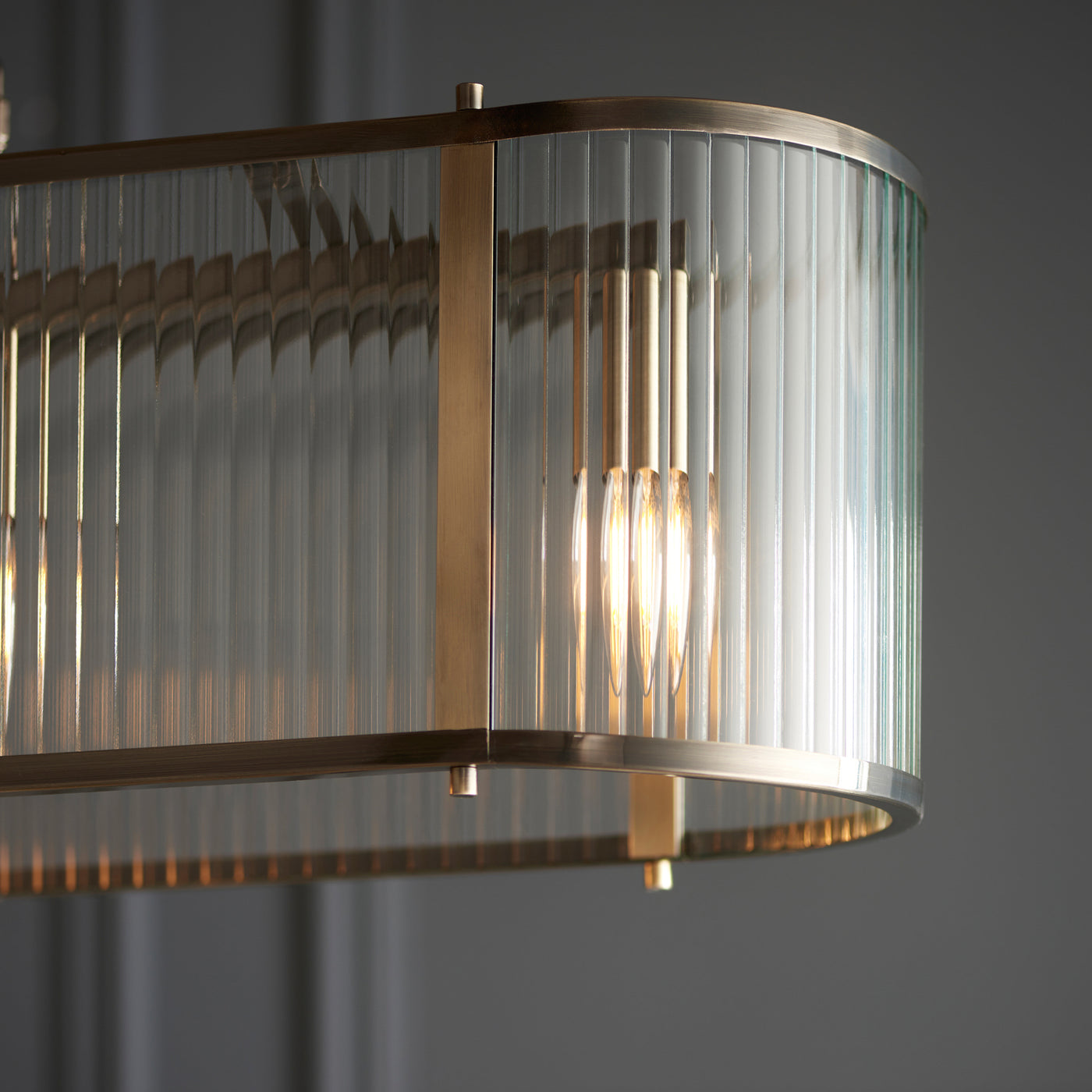 close up image of ribbed glass of pendant light
