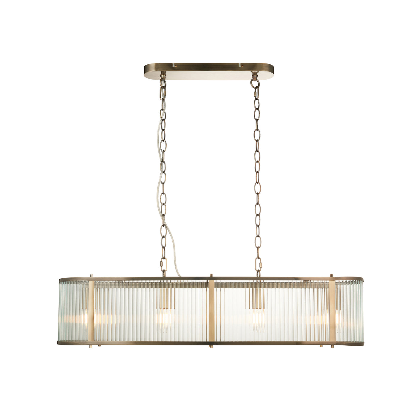 cut out image of four pendant light with ribbed glass