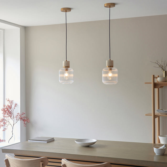 Caspian ribbed pendant light