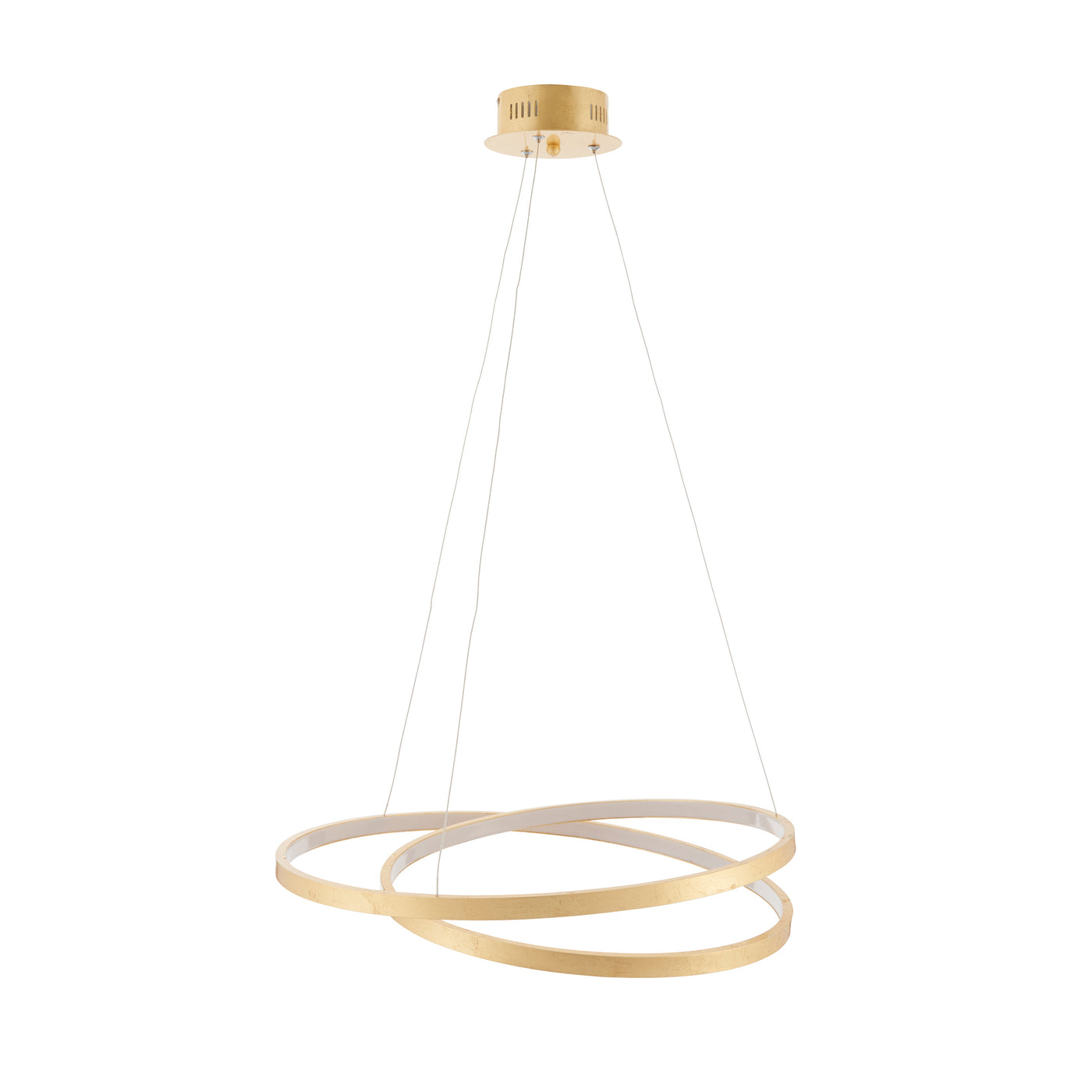 image cut out on white background of scribble-shape gold pendant light