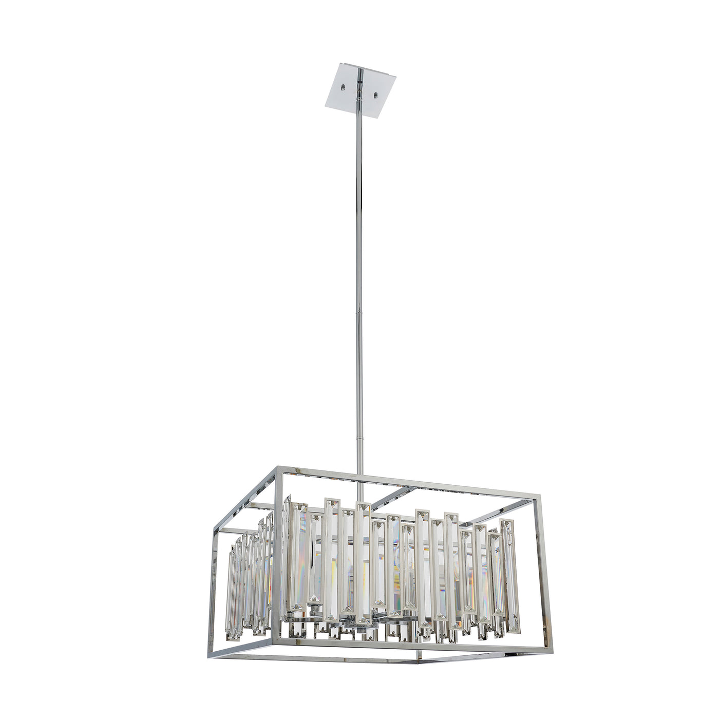 image cut out on white background of chrome ceiling light with bevelled glass sides