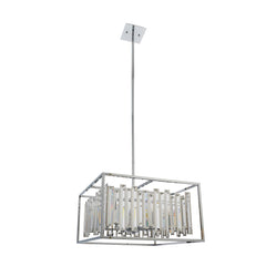 image cut out on white background of chrome ceiling light with bevelled glass sides