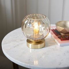 image of domed dimpled glass champagne coloured table light