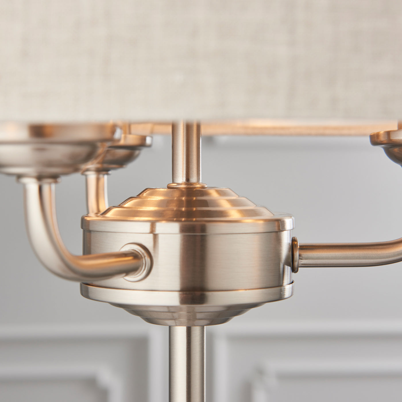 close up on chrome metalwork of side table