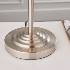 close up on bottom of lamp with chrome metalwork