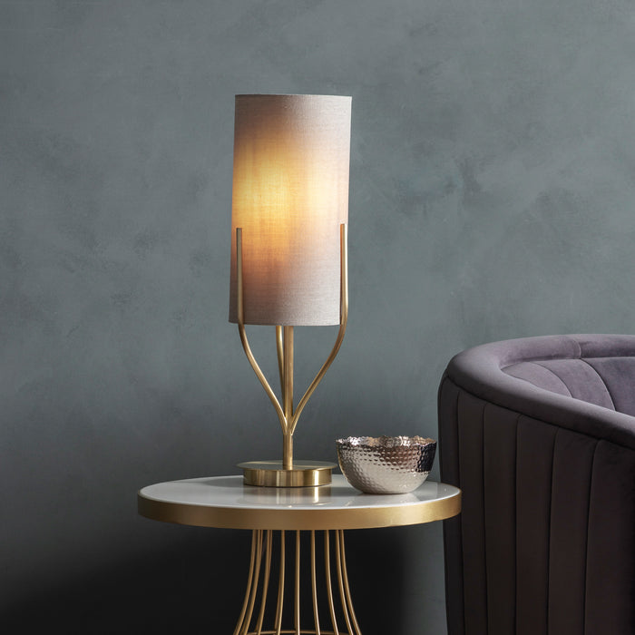 image of rectangular light on side table emitting warm glow