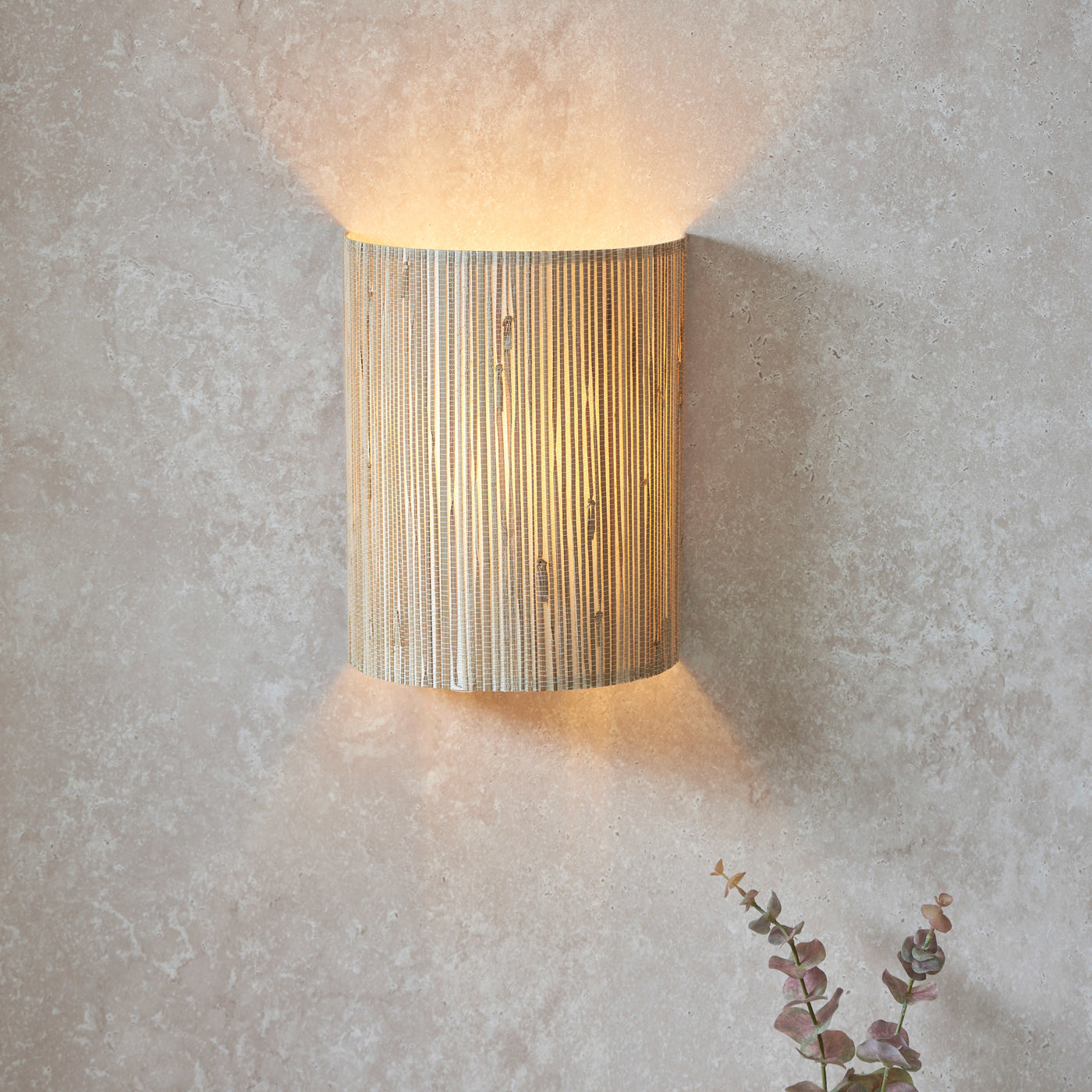image of natural woven seagrass rectangular wall light