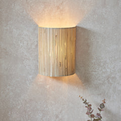 image of natural woven seagrass rectangular wall light