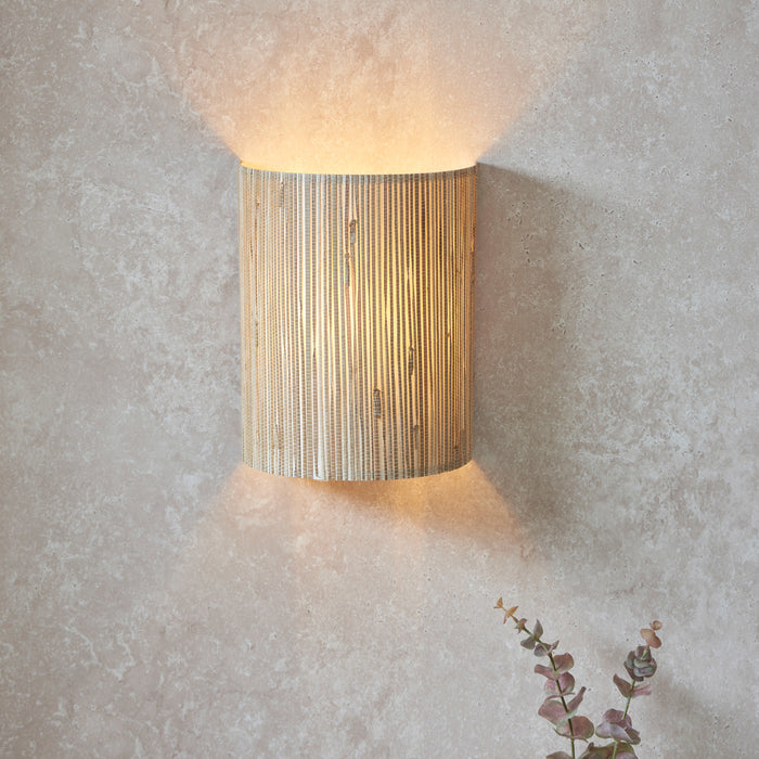 image of natural woven seagrass rectangular wall light