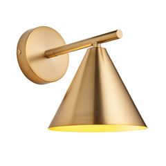 image cut out on white background of conical brass wall light