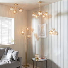 wide shot of dimpled glass lighting collection