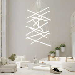 Minimalist Strip Stepless Dimming LED White Modern Chandelier