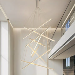 Minimalist Strip Stepless Dimming LED White Modern Chandelier