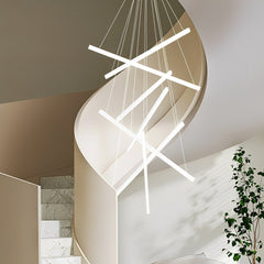 Minimalist Strip Stepless Dimming LED White Modern Chandelier