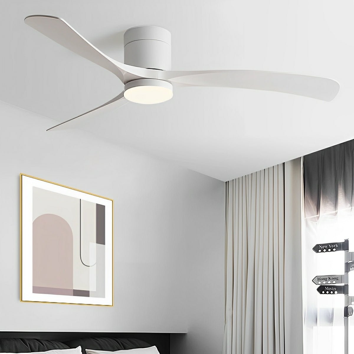 Modern Ceiling Fan with Light – Black and White, Minimalist Design for the Living Room or Bedroom