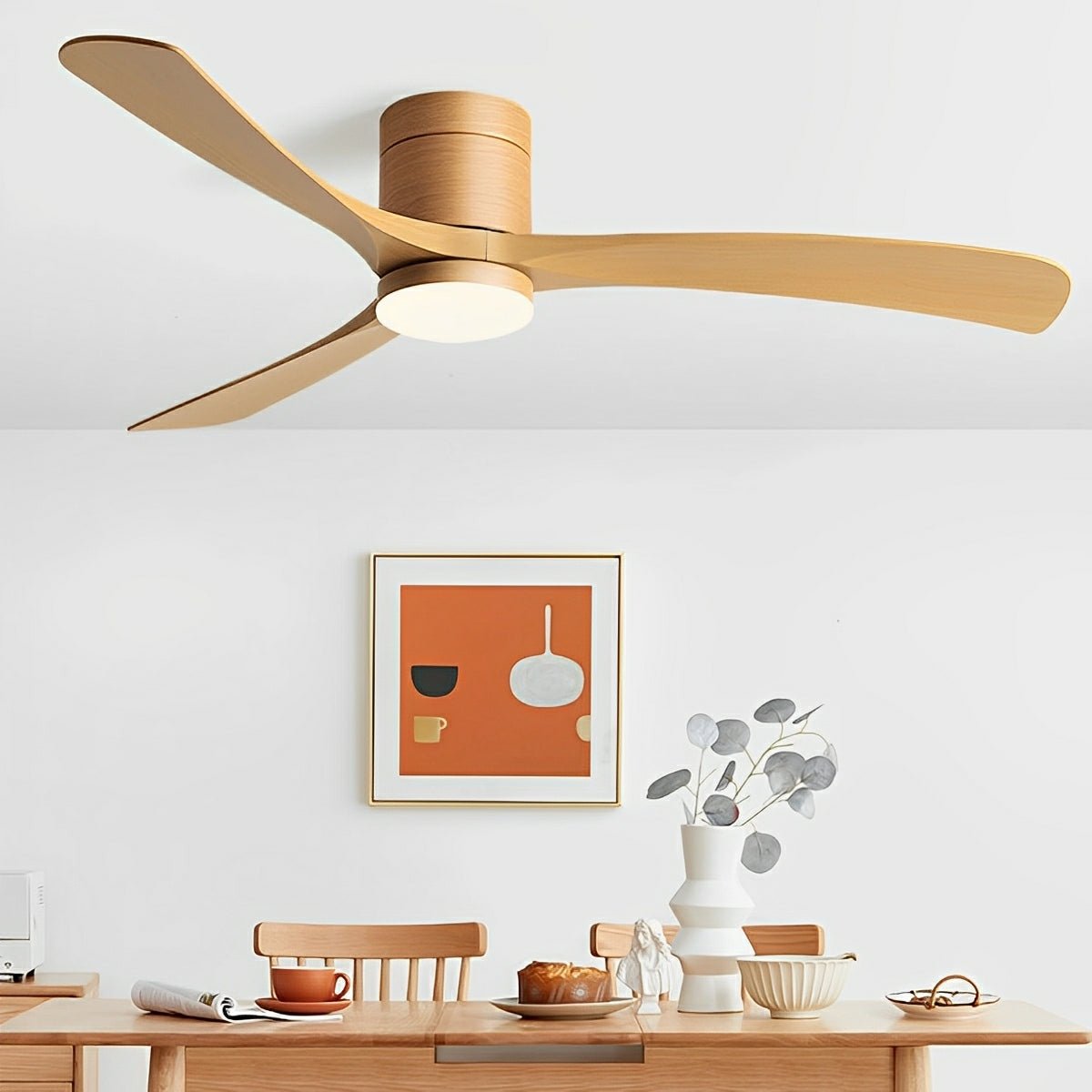 Modern Ceiling Fan with Light – Black and White, Minimalist Design for the Living Room or Bedroom