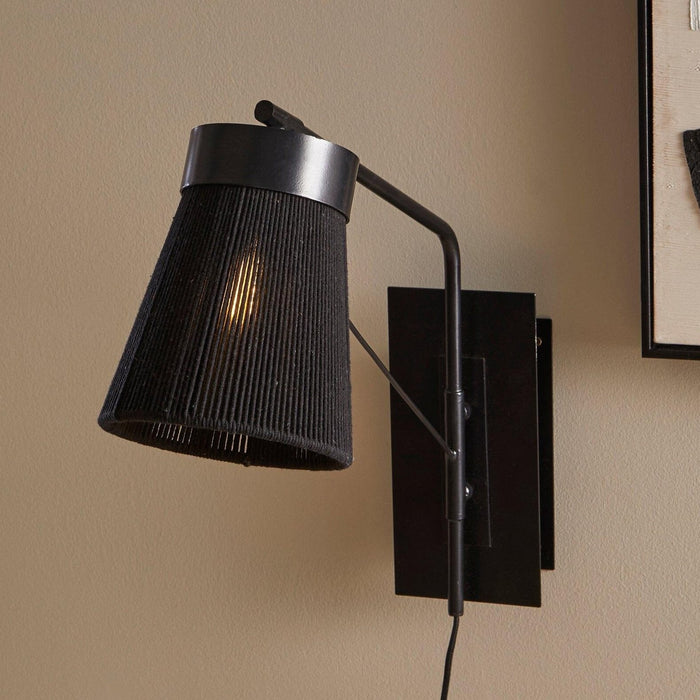 Neri Black Cotton String Wall Light